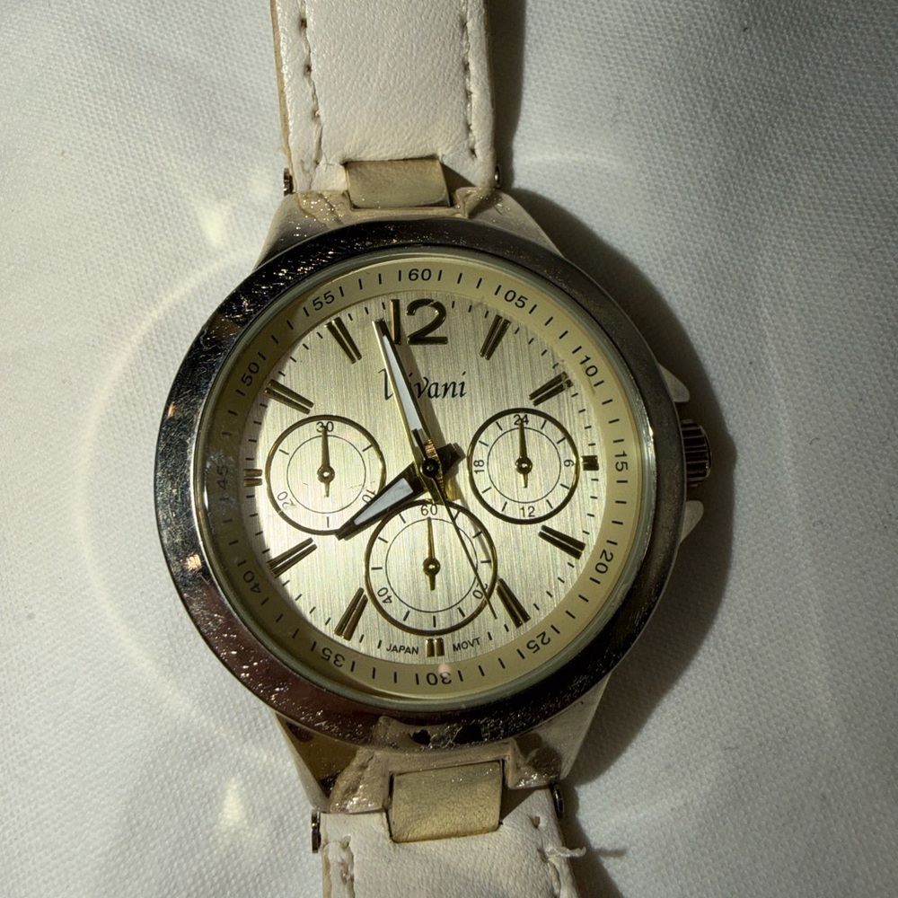Ivani White Leather Strap Chronograph Watch